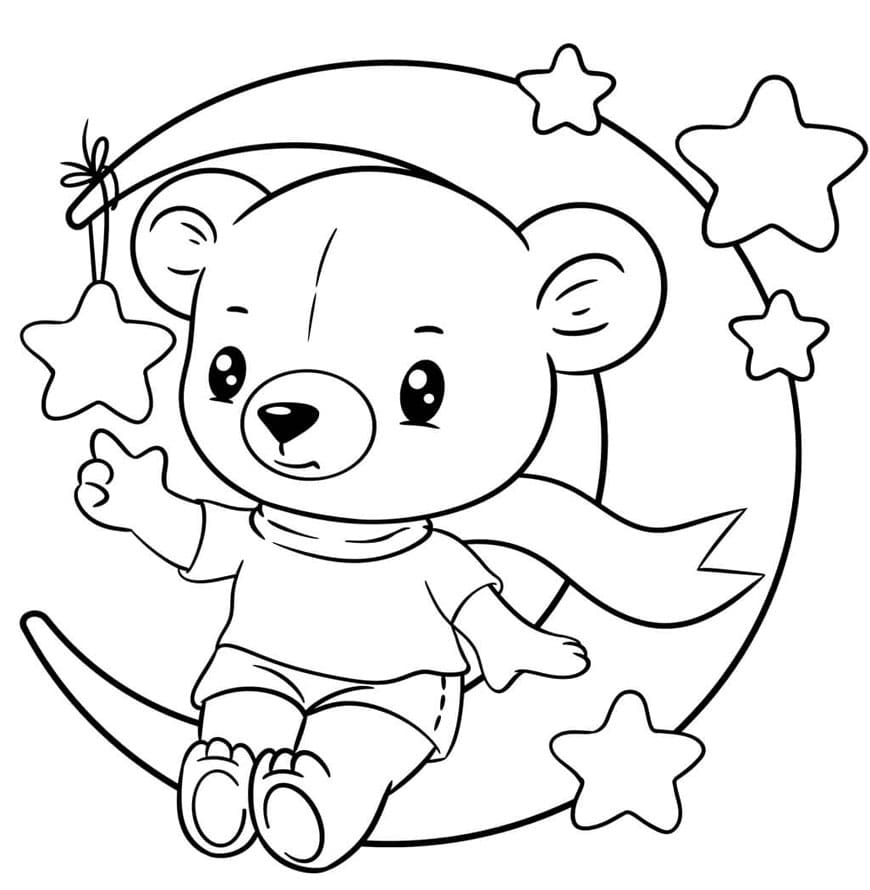 Bamse på månen Tegninger til Farvelægning