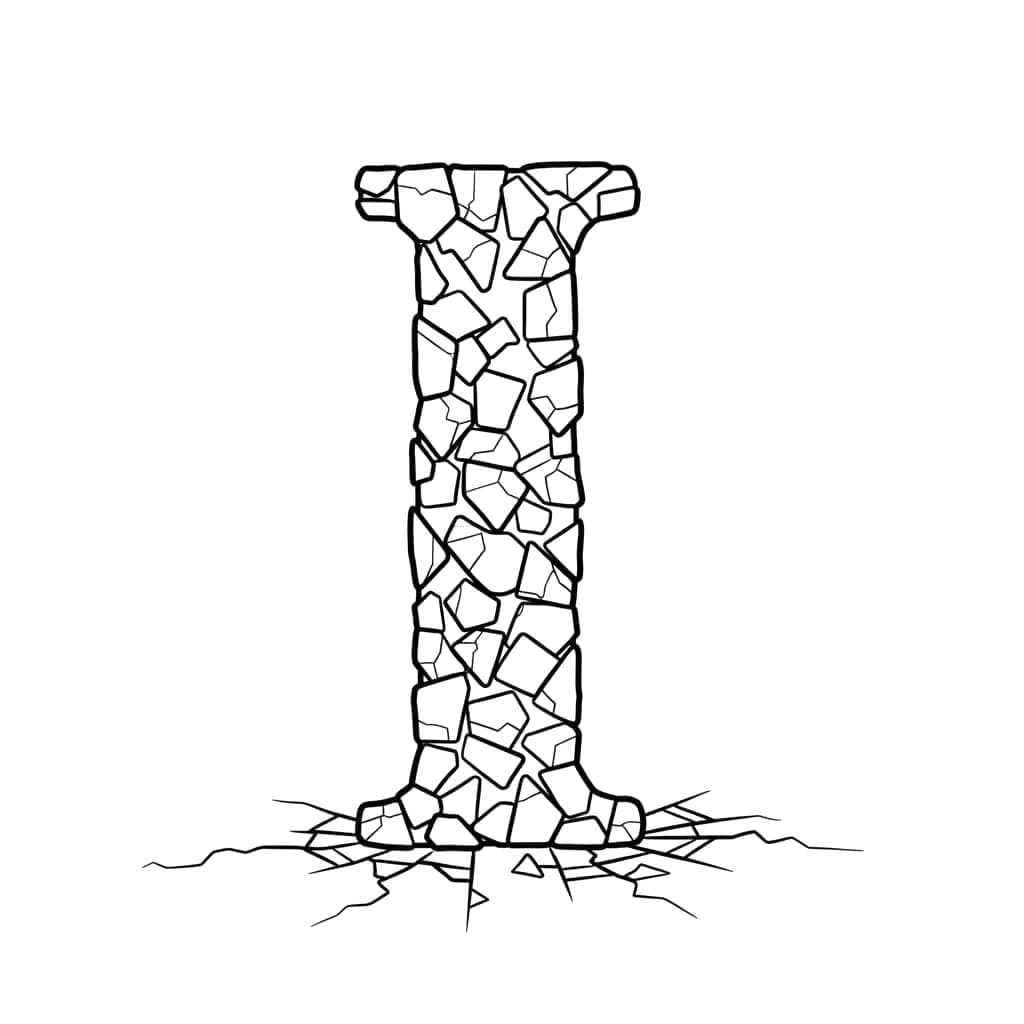 Bogstavet I er ødelagt Tegninger til Farvelægning