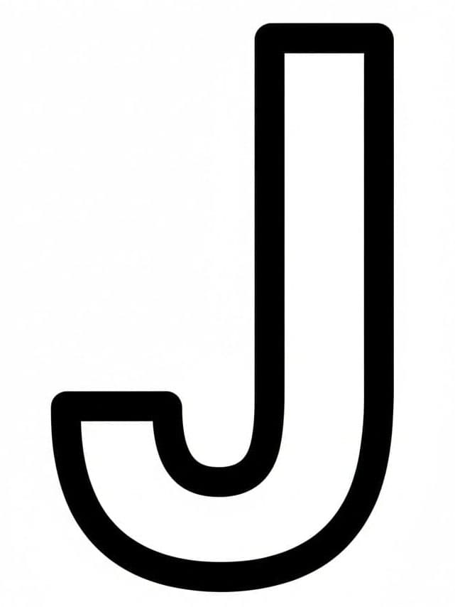 Bogstavet J fed form Tegninger til Farvelægning