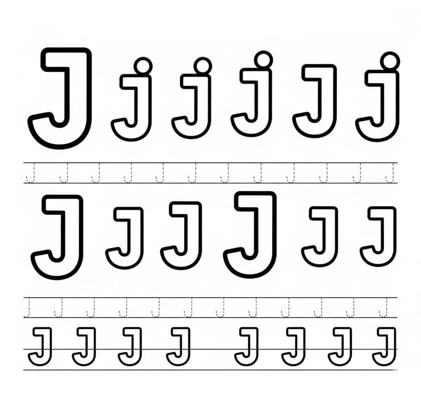 Bogstavet J gentaget Tegninger til Farvelægning