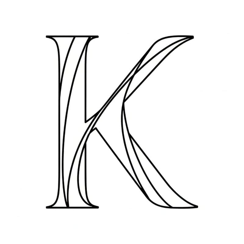 Bogstavet K bevægelseslinje Tegninger til Farvelægning