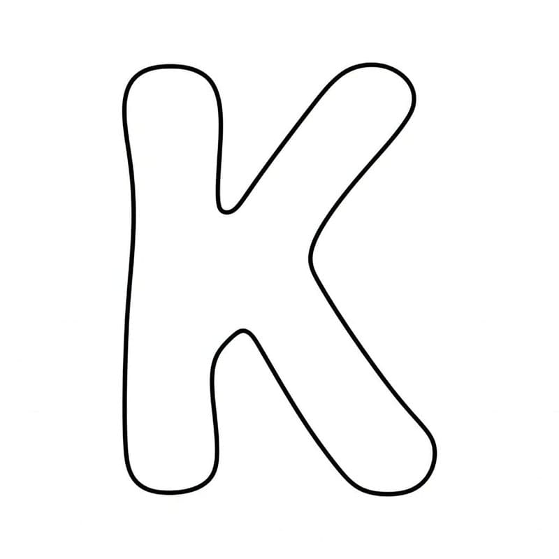 Bogstavet K bølgede linjer Tegninger til Farvelægning