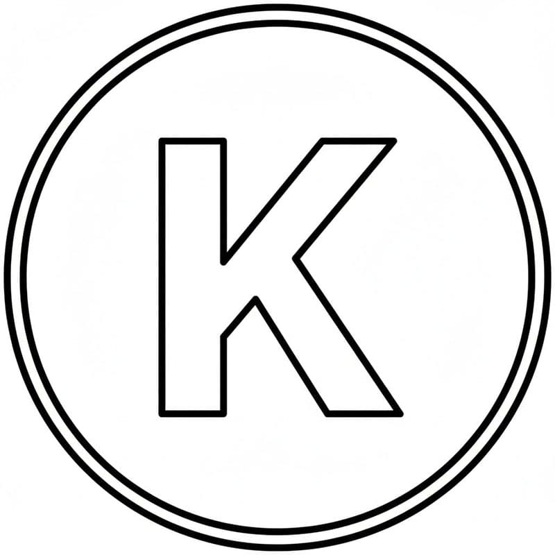 Bogstavet K cirkelramme Tegninger til Farvelægning