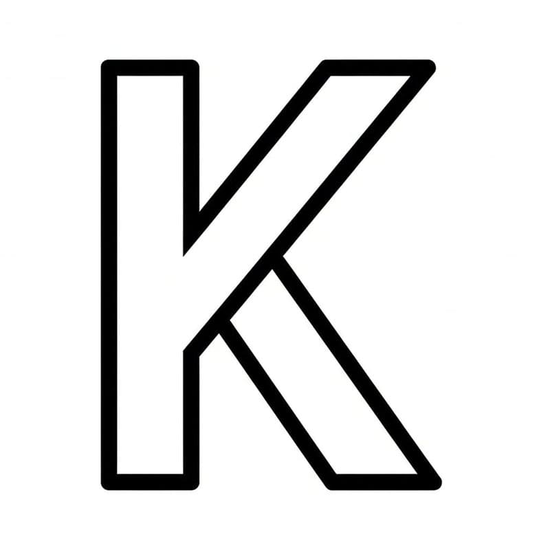 Bogstavet K i midten af ​​fokus Tegninger til Farvelægning