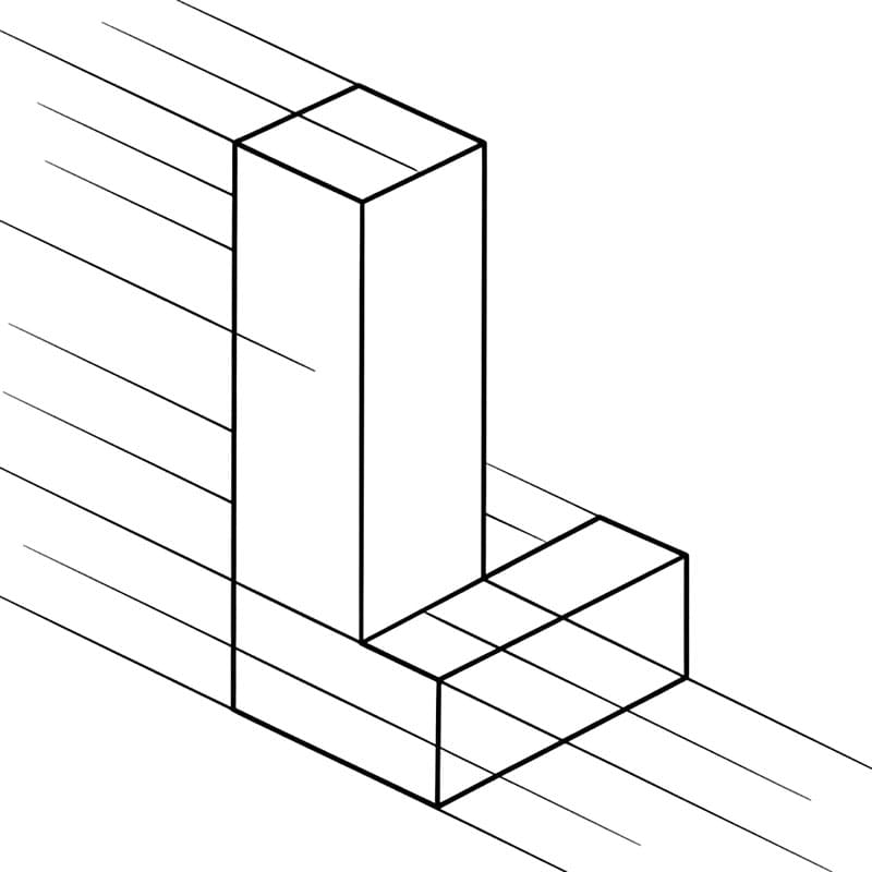 Bogstavet L 3D-blokke Tegninger til Farvelægning