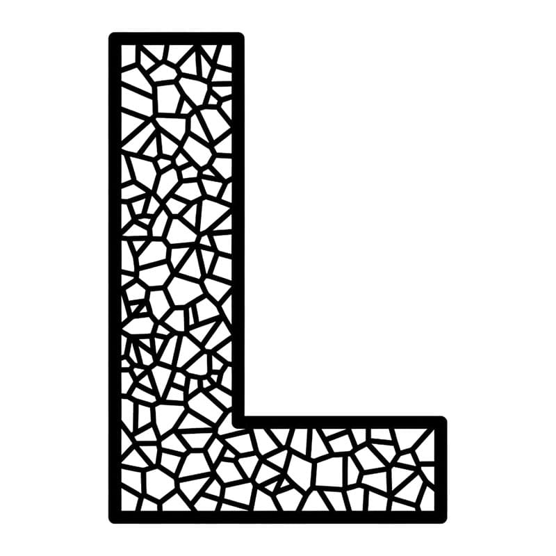 Bogstavet L af knust glas Tegninger til Farvelægning