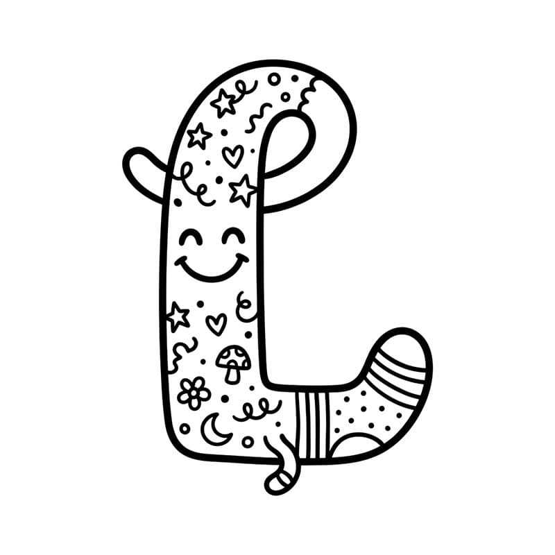 Bogstavet L glad Tegninger til Farvelægning