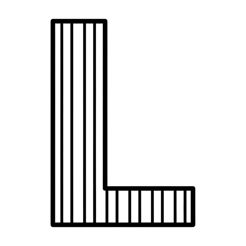 Bogstavet L linjeret Tegninger til Farvelægning