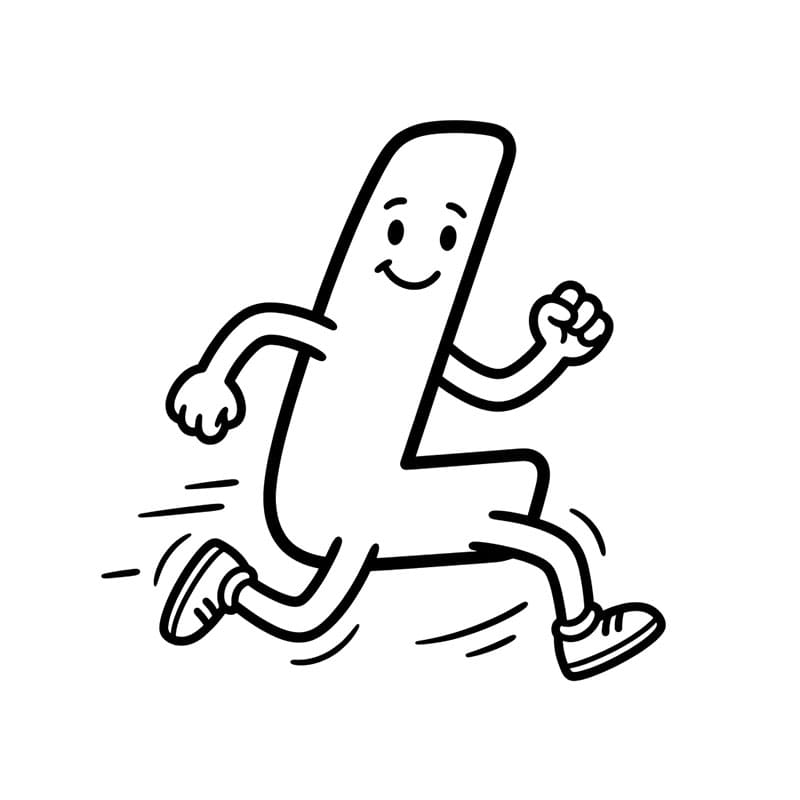 Bogstavet L løber Tegninger til Farvelægning