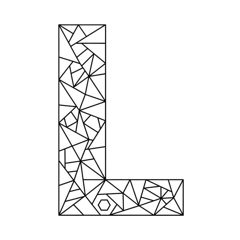 Bogstavet L-polygon Tegninger til Farvelægning
