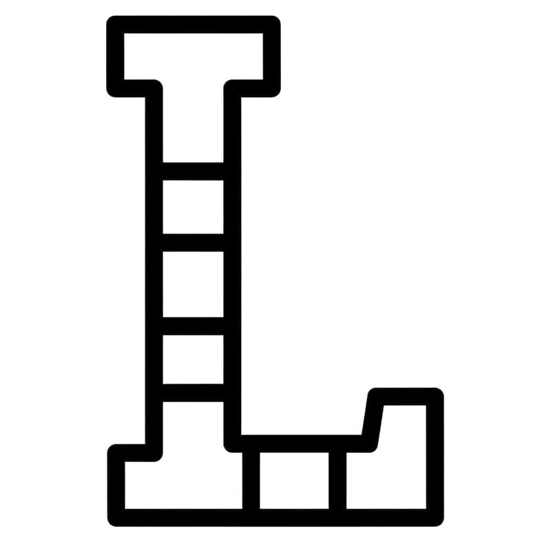 Bogstavet L Stencil Skrifttype Tegninger til Farvelægning