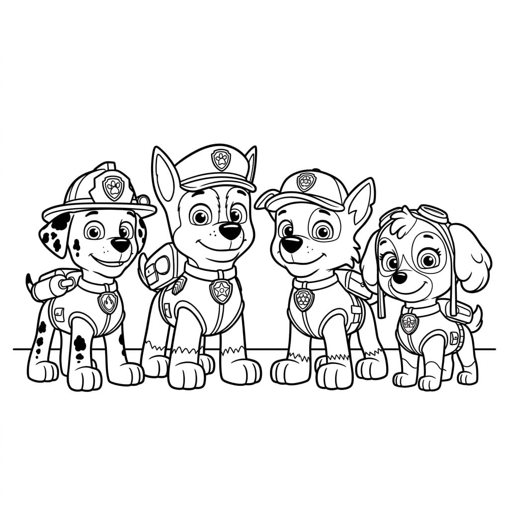 Chase og Venner Tegninger til Farvelægning