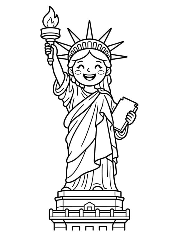 Chibi Frihedsgudinde med stråler baggrund Tegninger til Farvelægning