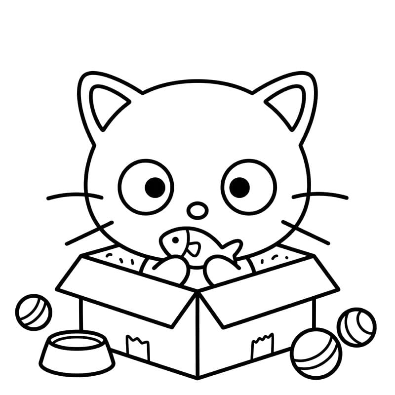 Chococat åbner en gave Tegninger til Farvelægning