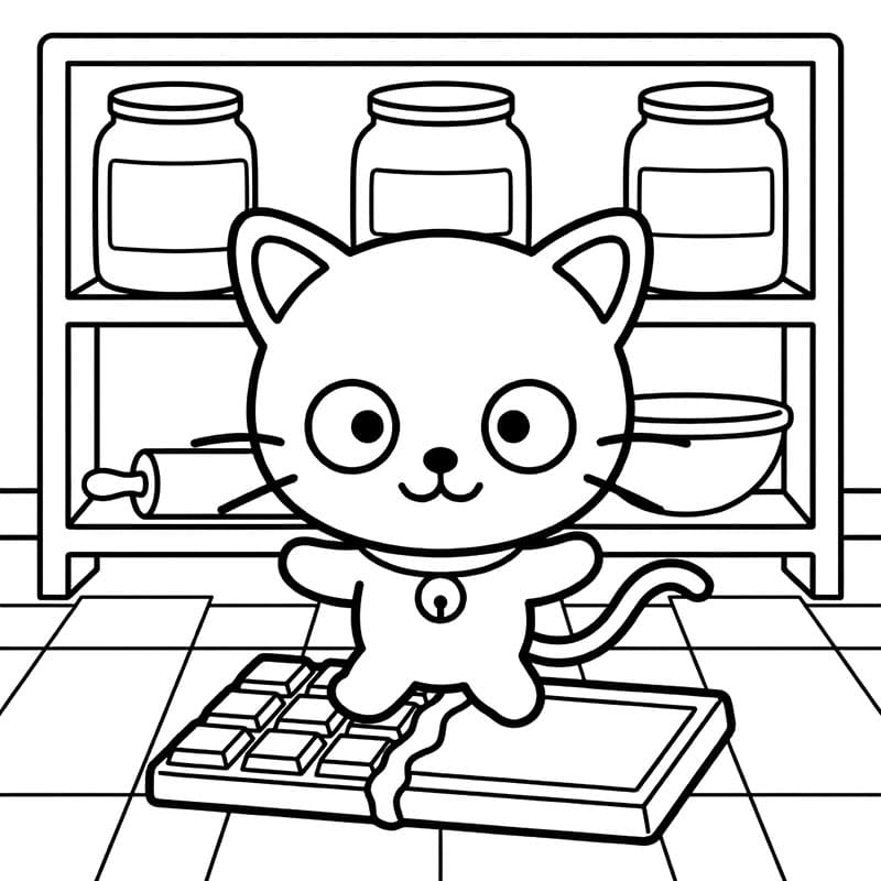 Chococat i køkkenet Tegninger til Farvelægning