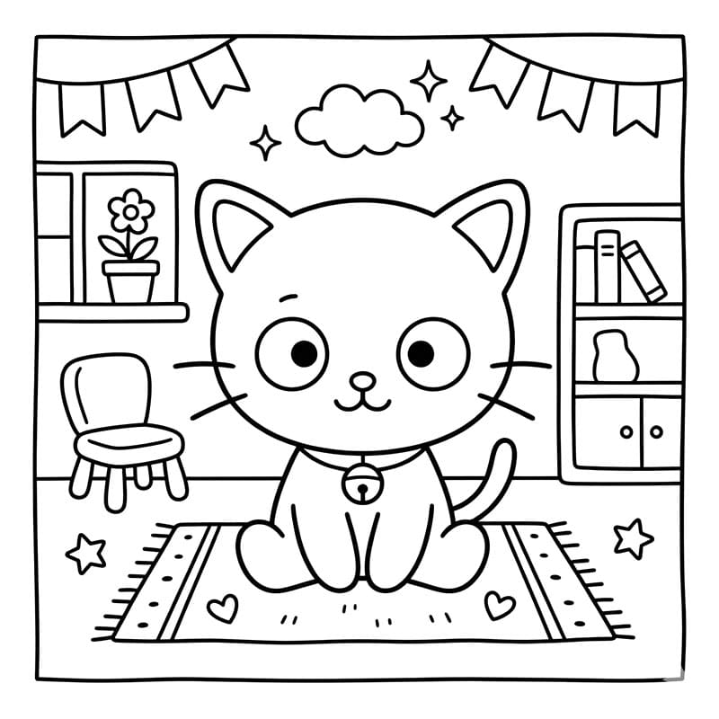 Chococat i sit værelse Tegninger til Farvelægning