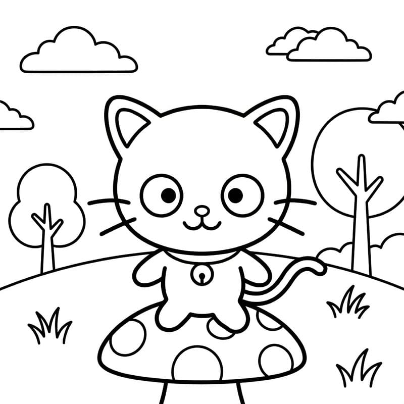 Chococat leger udenfor Tegninger til Farvelægning