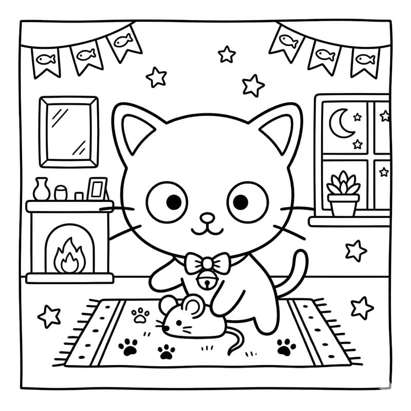 Chococat pynter derhjemme Tegninger til Farvelægning