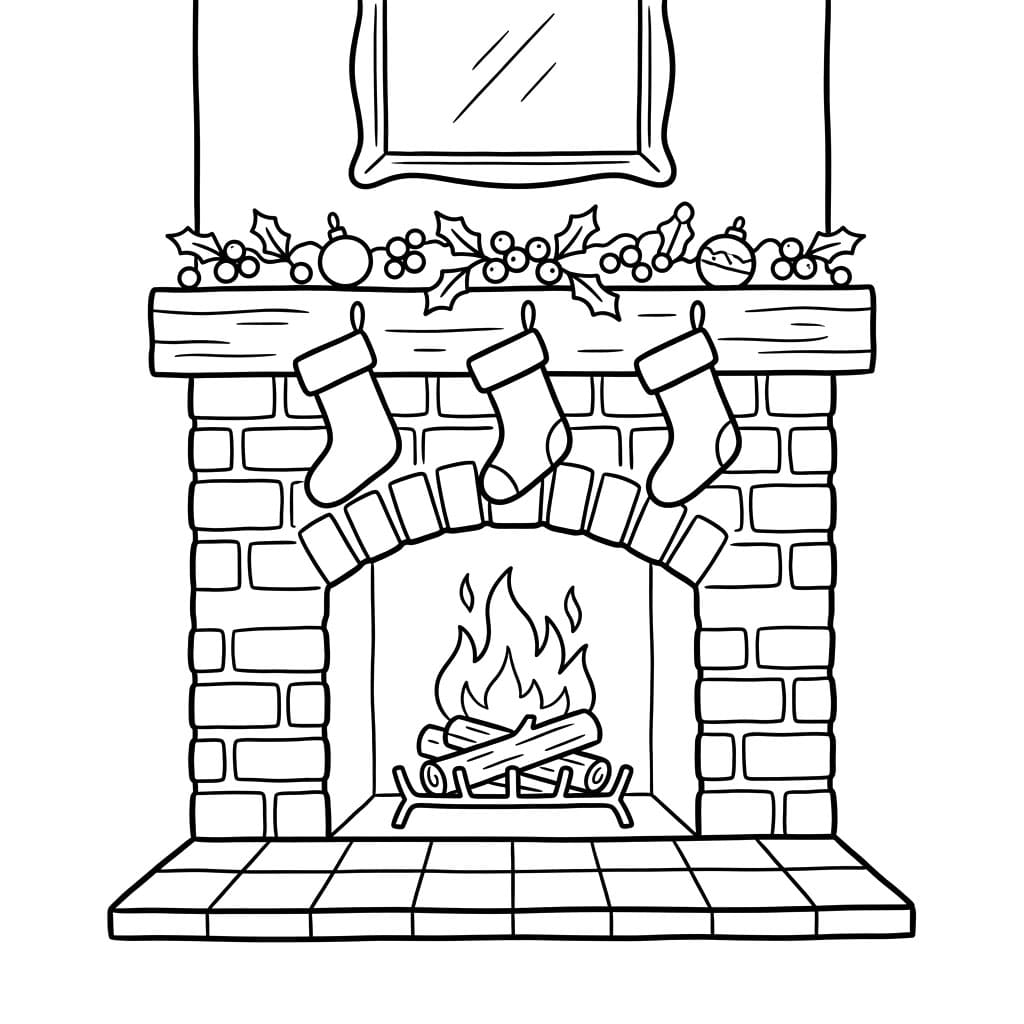 Dekorativt Ildsted Tegninger til Farvelægning
