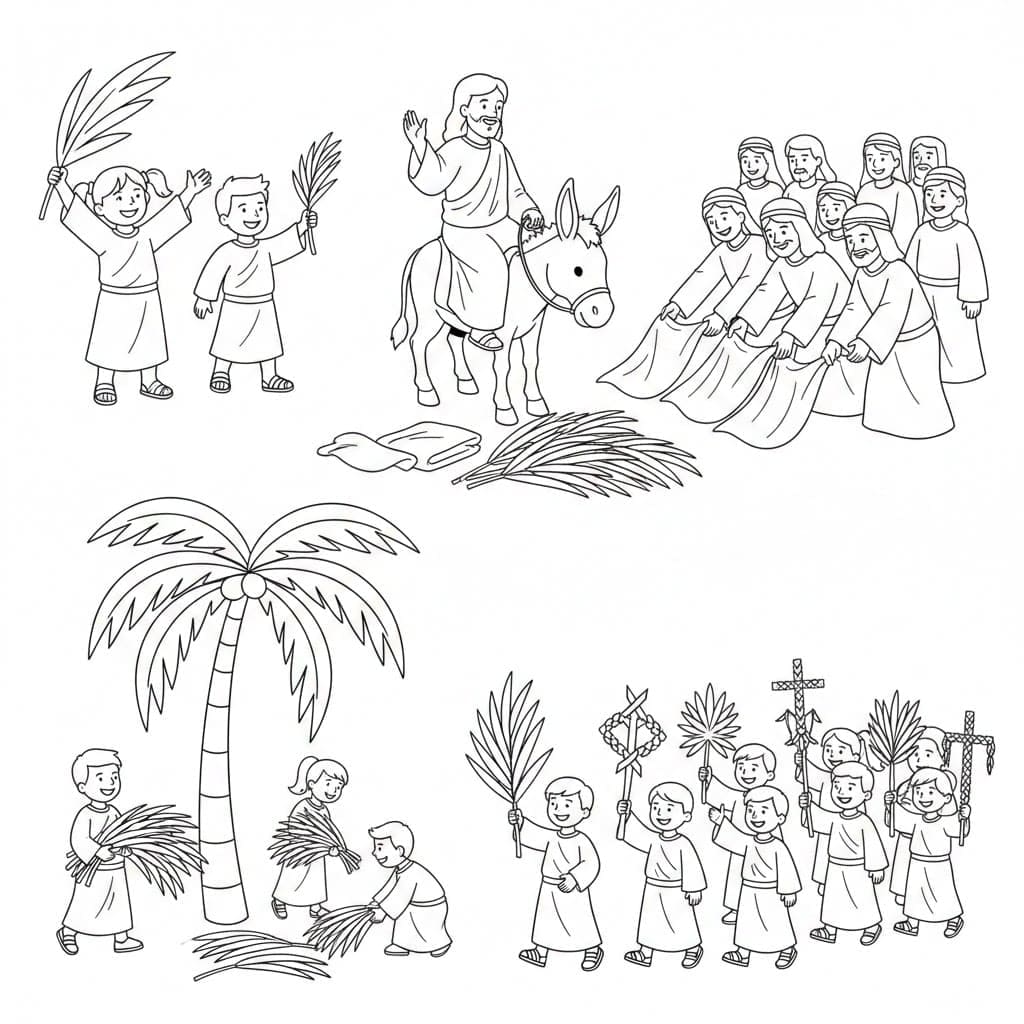 Det grundlæggende ved palmesøndag Tegninger til Farvelægning
