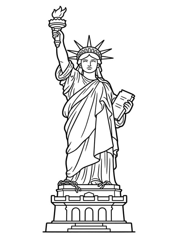 Detaljeret Frihedsgudinde sokkel Tegninger til Farvelægning