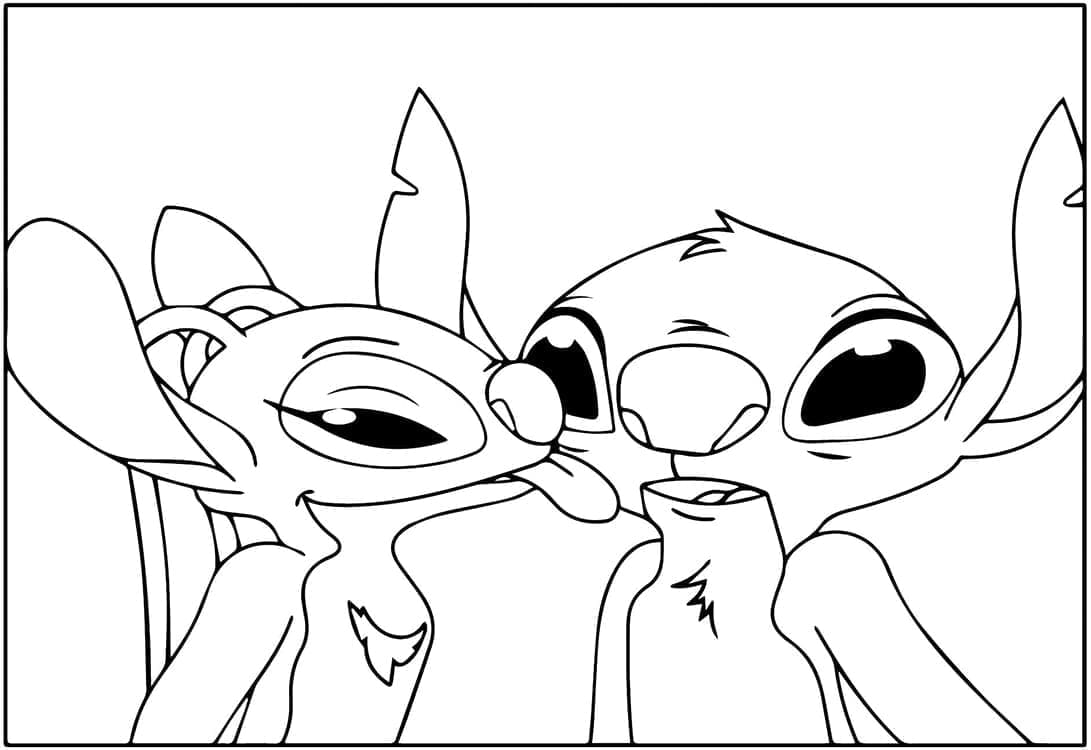 Disney Stitch og Angel Tegninger til Farvelægning