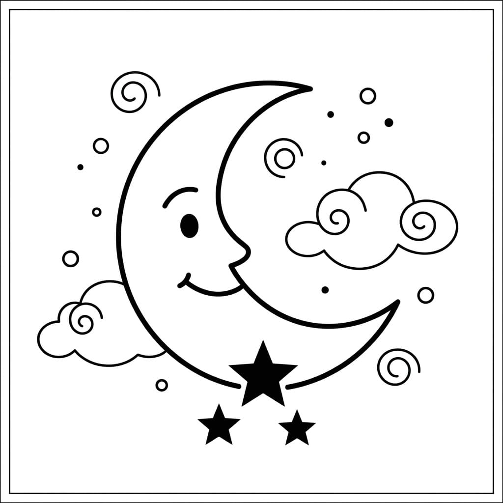 Drømmende Måne Tegninger til Farvelægning