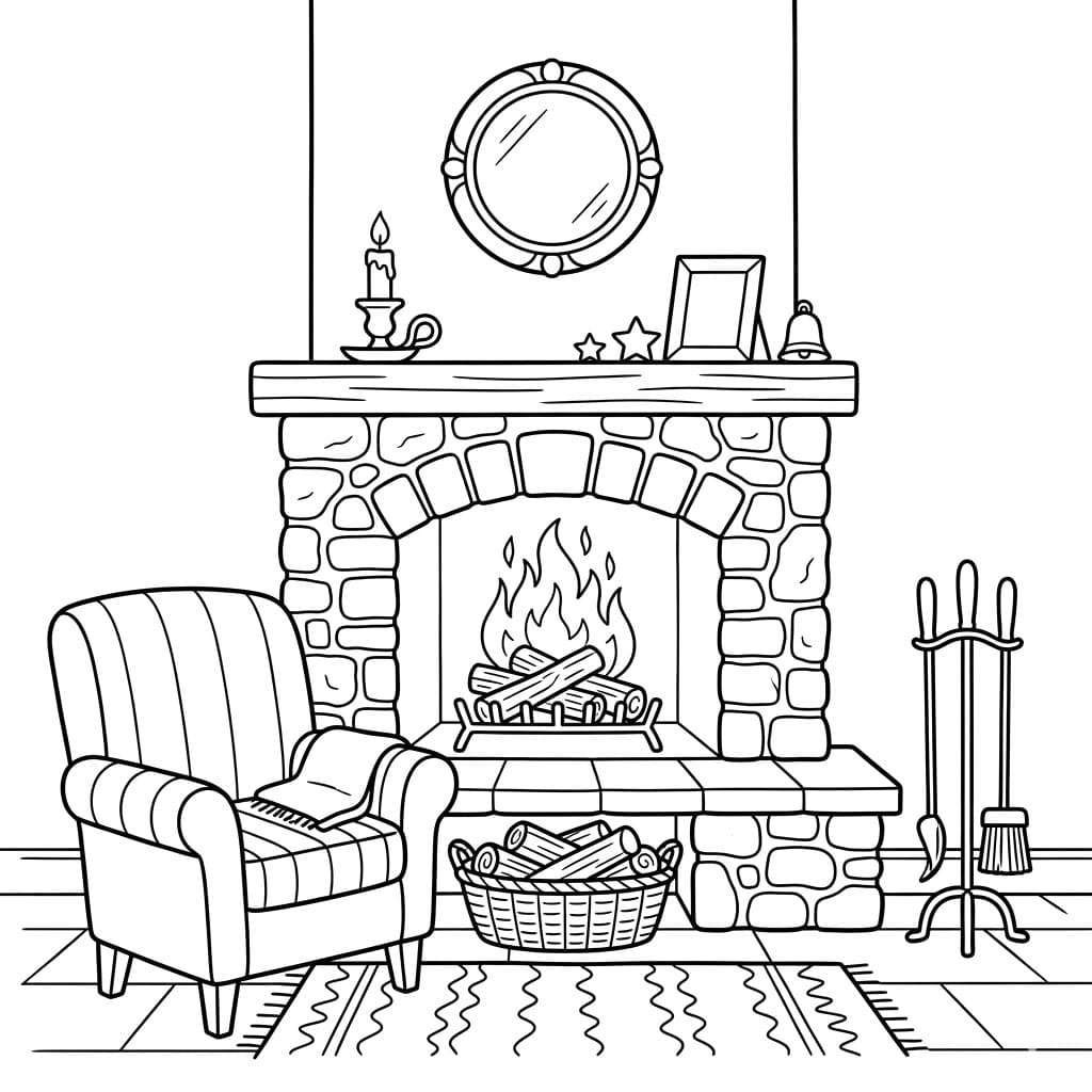 Elegant Ildsted Tegninger til Farvelægning