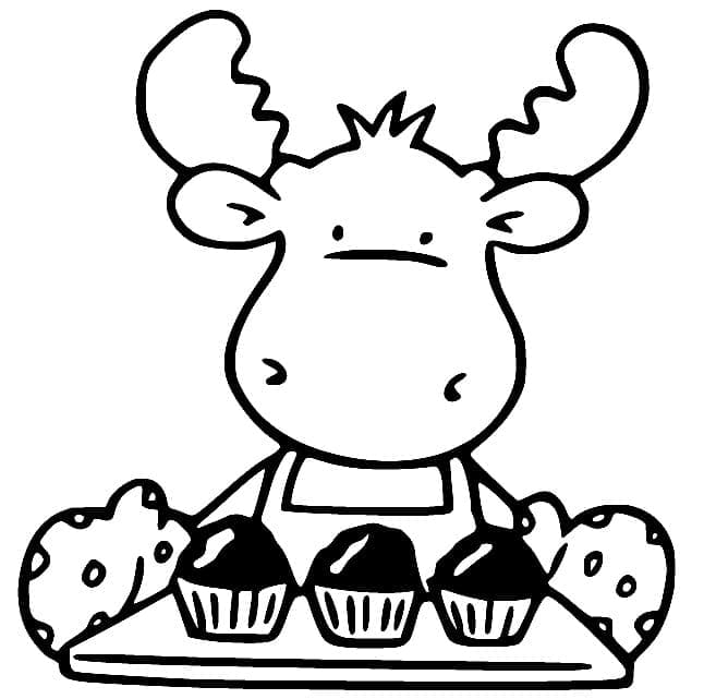 Elg og cupcakes Tegninger til Farvelægning