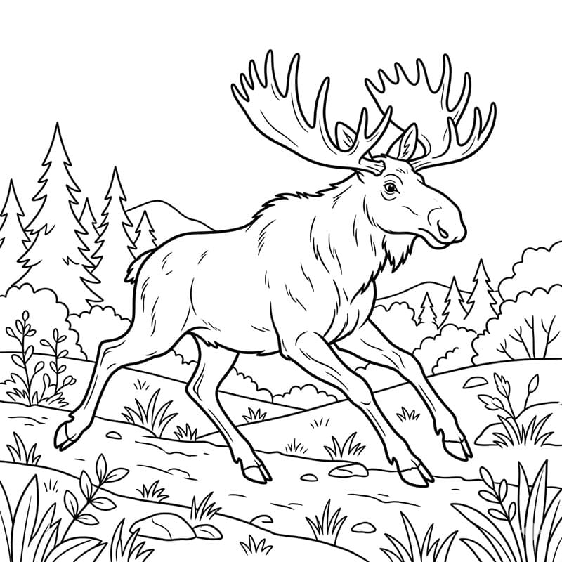 Elg på vandring Tegninger til Farvelægning