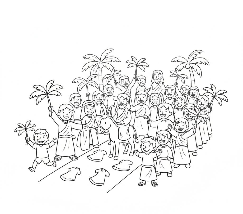 Enkel palmesøndag Tegninger til Farvelægning