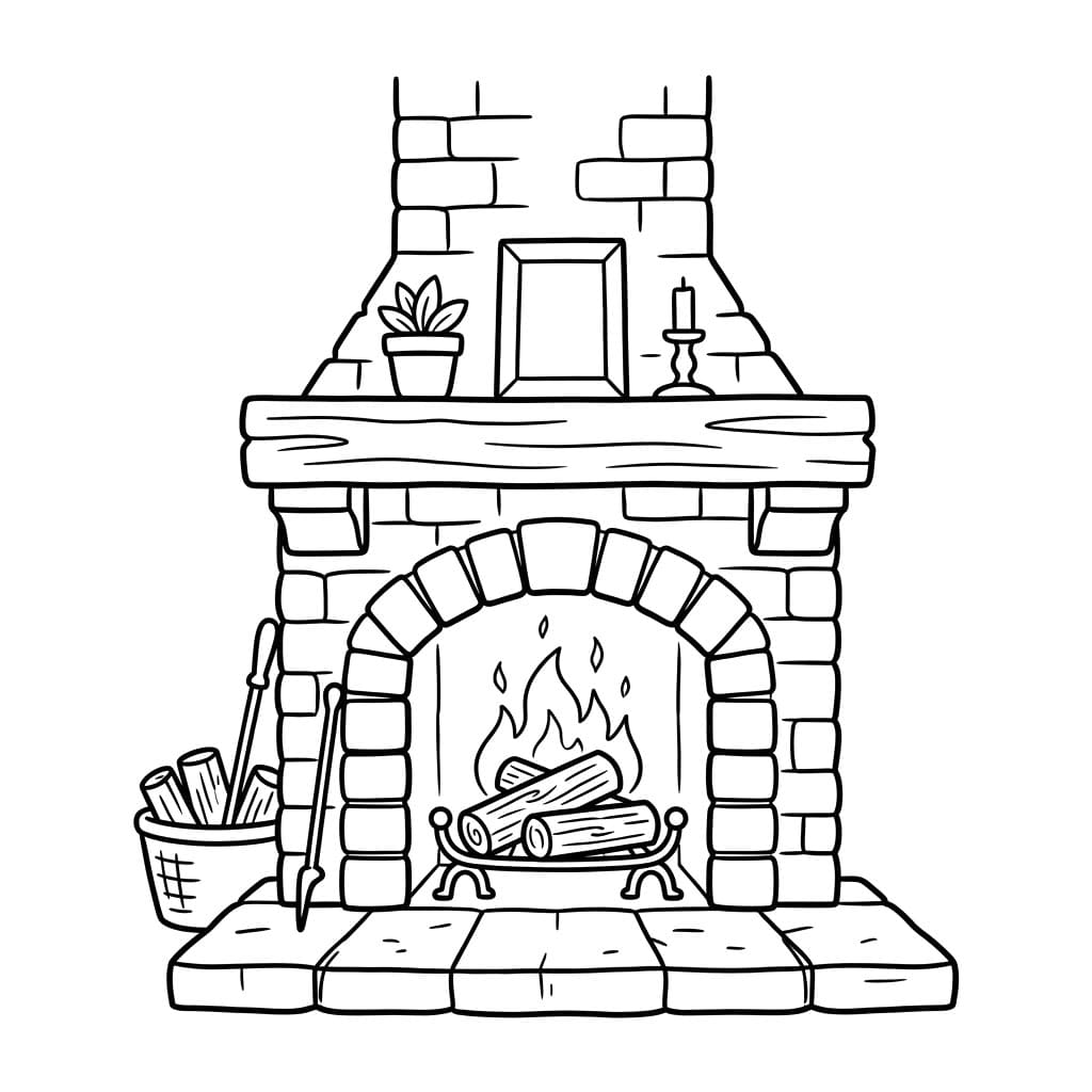 Enkelt Ildsted Tegninger til Farvelægning