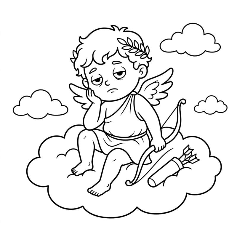 Ensom Amor på en sky Tegninger til Farvelægning