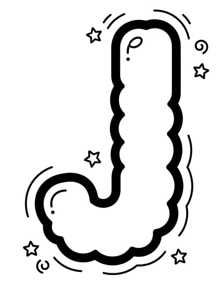 Fed tegneseriebogstav J Tegninger til Farvelægning