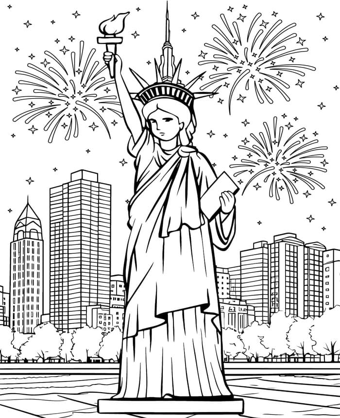 Frihedsgudinden flot Tegninger til Farvelægning