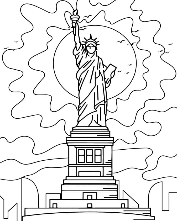 Frihedsgudinden for børn Tegninger til Farvelægning