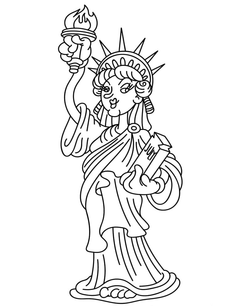 Frihedsgudinden i Cuphead-stil Tegninger til Farvelægning