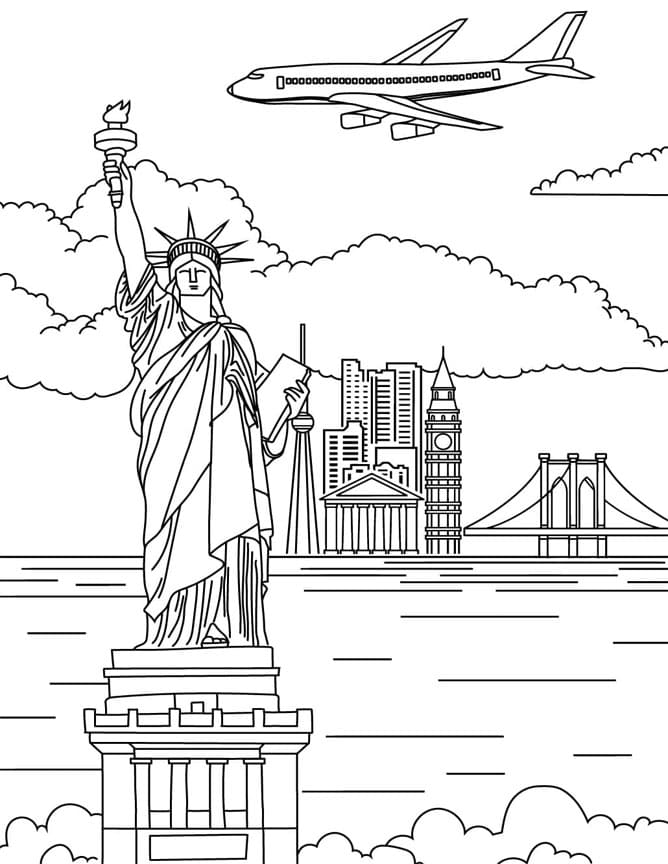 Frihedsgudinden i New York-tegning Tegninger til Farvelægning