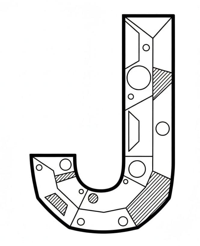Futuristisk bogstav J Tegninger til Farvelægning