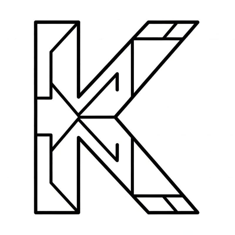 Geometrien af ​​bogstavet K Tegninger til Farvelægning