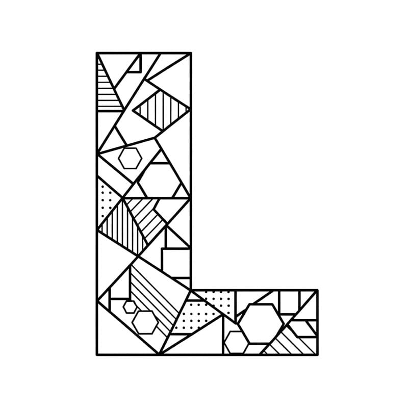Geometrisk bogstav L Tegninger til Farvelægning