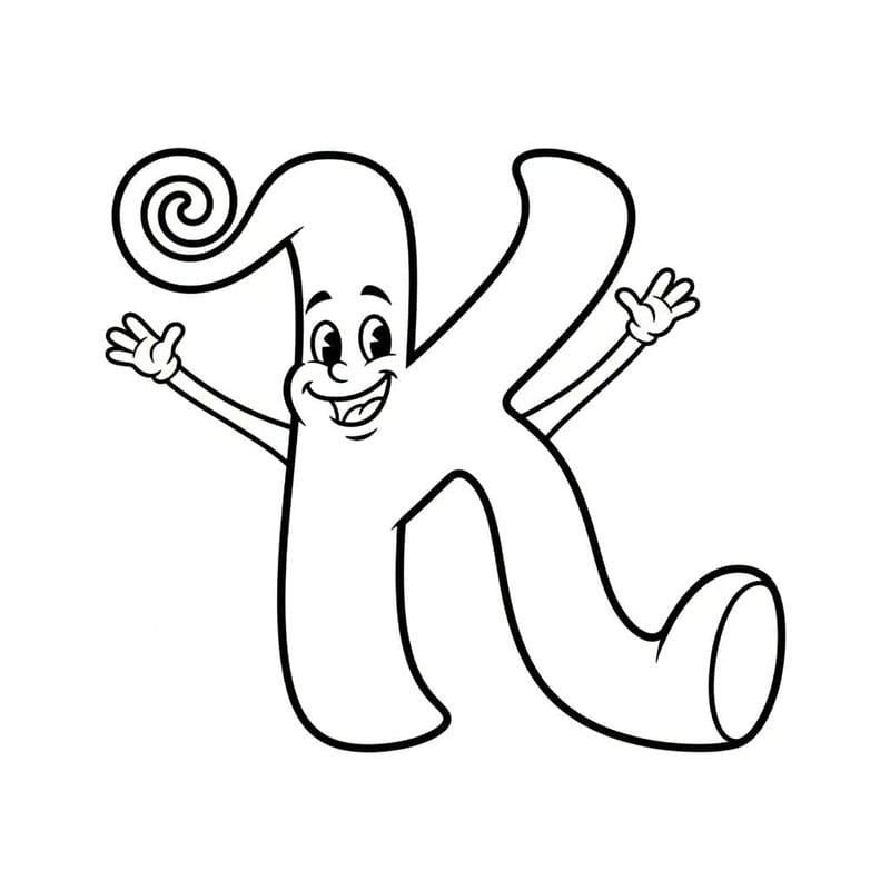 Glad bogstav K Tegninger til Farvelægning