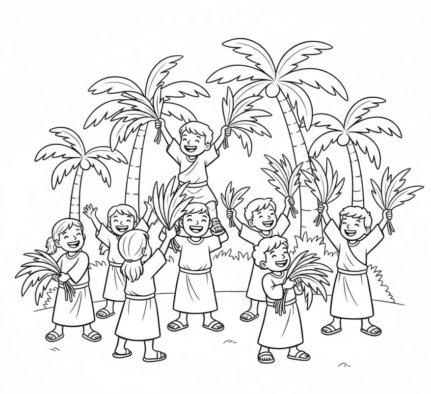 Glædelig palmesøndag-maleri Tegninger til Farvelægning