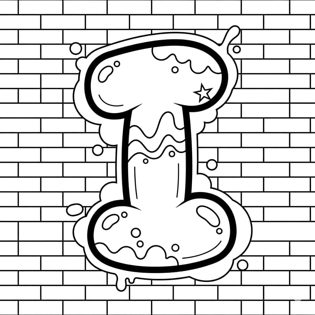 Graffiti Bogstav I Tegninger til Farvelægning