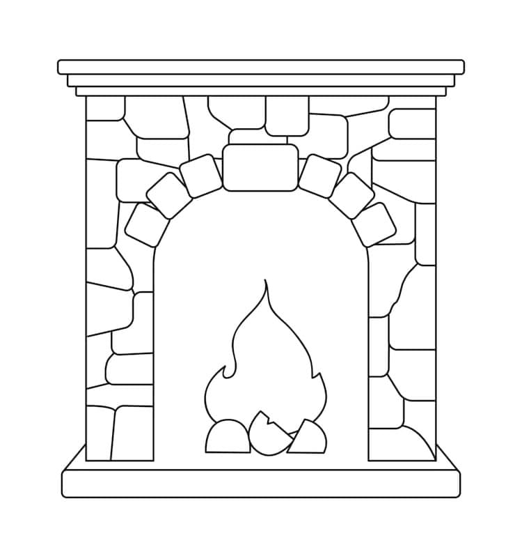 Grundlæggende Ildsted Tegninger til Farvelægning