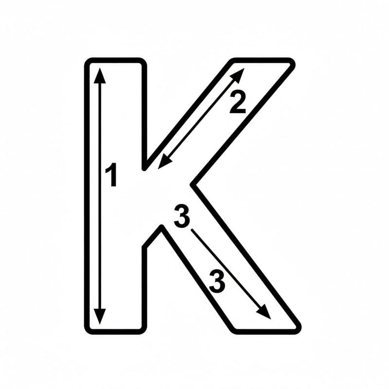 Guide til streg af bogstavet K Tegninger til Farvelægning