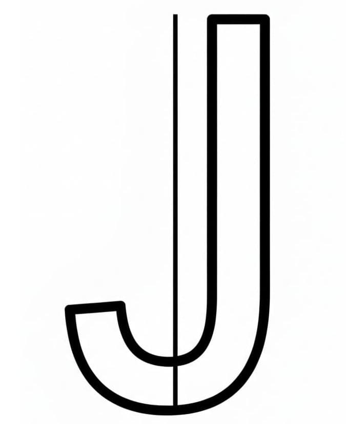 Halvfyldt bogstav J Tegninger til Farvelægning
