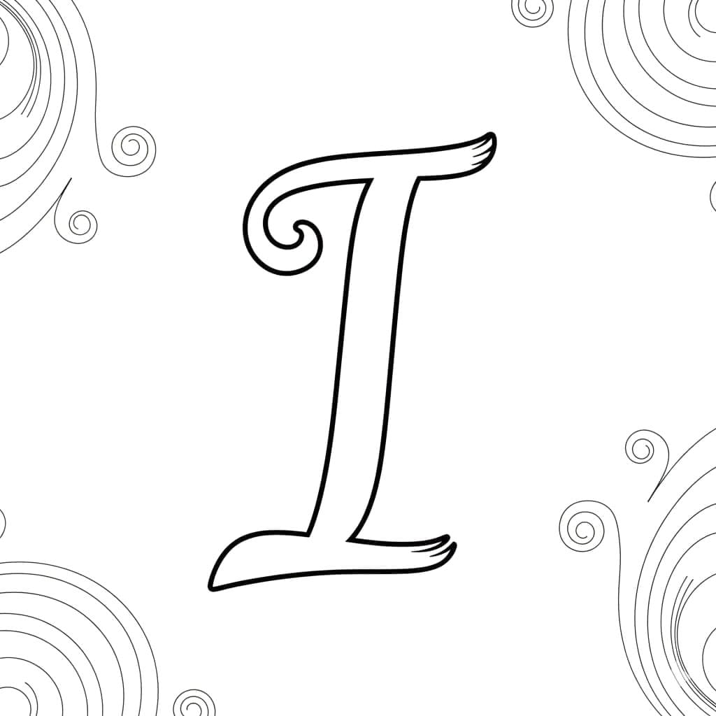 Håndskrift Bogstav I Tegninger til Farvelægning