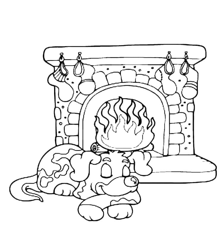 Hunden sover ved Ildsted Tegninger til Farvelægning