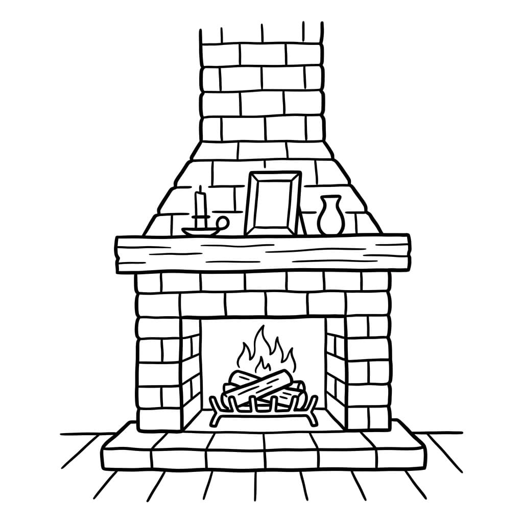 Hyggeligt Ildsted Tegninger til Farvelægning